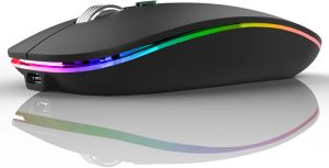 Uiosmuph LED Wireless Mouse, G12 Slim Rechargeable Silent Mouse, 2.4G Portable USB Optical Computer